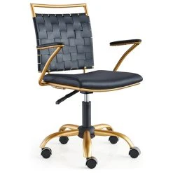 LUXMOD Classy Goldtone Adjustable Swivel Ergonomic Desk Chair, Black -Boraam Industries Shop 98e10bc102ce3894 9196 w800 h800 b1 p0