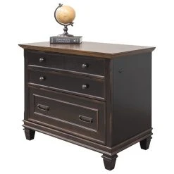 EFurnish Vintage File Cabinet, Tapered Legs And 3 Storage Drawers With Side Lock, Brown