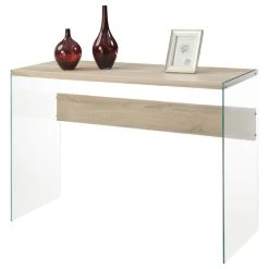 Convenience Concepts Soho Weathered White And Glass Console Table R4-0173