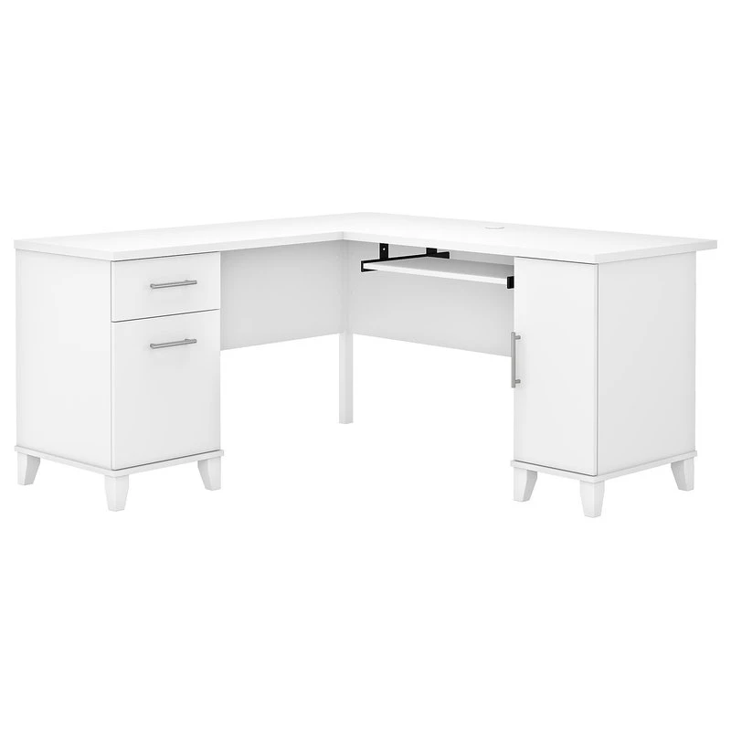 Bush Industries Somerset 60W L Shaped Desk With Storage, White 3 Bush Industries Somerset 60W L Shaped Desk With Storage, White