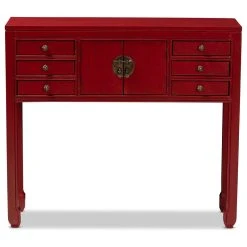 Baxton Studio Melodie Red Wood Bronze Accents 6-Drawer Console Table -Boraam Industries Shop 99b1fb170b294dec 0467 w800 h800 b1 p0