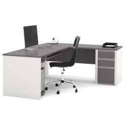 Bestar Connexion L-shaped Workstation In Slate & Sandstone