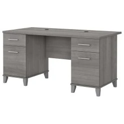 Bush Industries Somerset 60W Office Desk With Drawers, Platinum Gray