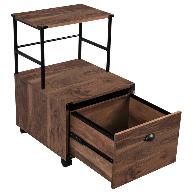 AGH Deco Brunei Mobile Lateral File Cabinet, Walnut Wood Grain 7 AGH Deco Brunei Mobile Lateral File Cabinet, Walnut Wood Grain - Image 5