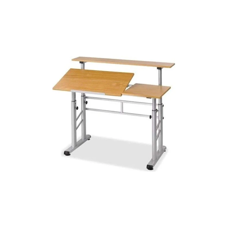 Decorn Modern Drafting Table, Adjustable Top And Raised Shelf, Medium Oak Finish 6 Decorn Modern Drafting Table, Adjustable Top And Raised Shelf, Medium Oak Finish - Image 4