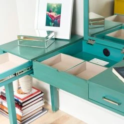 Hives & Honey Ainsley Vanity Desk, Turquoise -Boraam Industries Shop 9b5155a40a724001 3579 w800 h800 b0 p0