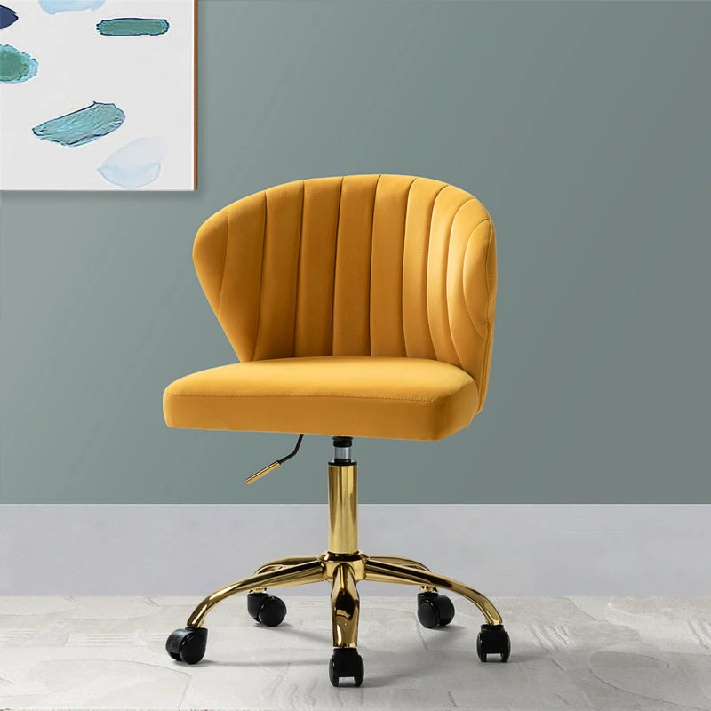 Karat Home Swivel Task Chair With Tufted Back, Mustard 4 Karat Home Swivel Task Chair With Tufted Back, Mustard - Image 2