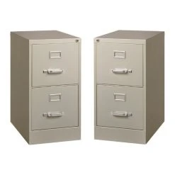 Home Square 2 Piece Deep Metal Vertical Filing Cabinet Set In Light Gray