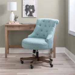 Linon Home Decor Products Linon Sinclair Wood Upholstered Office Chair In Light Blue -Boraam Industries Shop 9da165e10163c092 4553 w800 h800 b0 p0