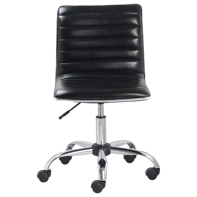 Btexpert Filipe Low-Back Armless Office Chair, Black And Chrome 4 Btexpert Filipe Low-Back Armless Office Chair, Black And Chrome - Image 2
