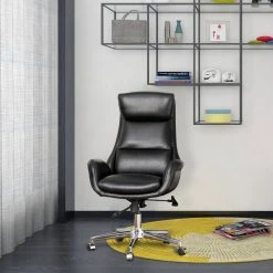 Glitzhome Mid-Century Modern Air Leatherette Adjustable Swivel High Back Office, Black 25 Glitzhome Mid-Century Modern Air Leatherette Adjustable Swivel High Back Office, Black -Boraam Industries Shop 9e8134c803453860 1027 w800 h800 b0 p0
