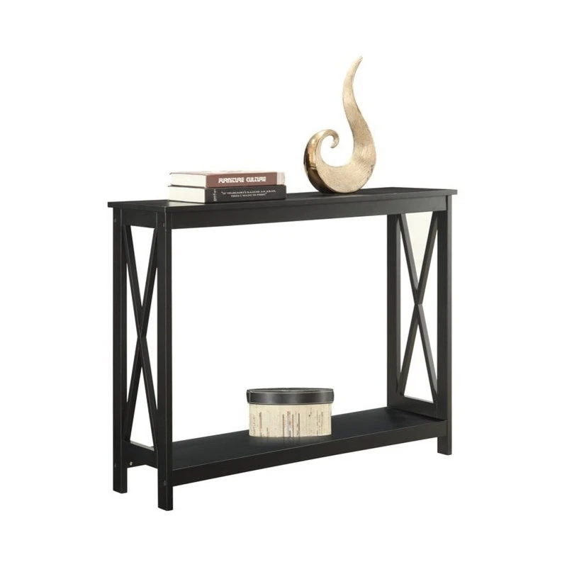 Convenience Concepts Oxford Rectangular Console Table In Black Wood Finish 3 Convenience Concepts Oxford Rectangular Console Table In Black Wood Finish