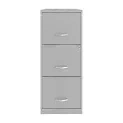 Scranton & Co 3 Drawer Metal Vertical File Cabinet With Lock Arctic Silver