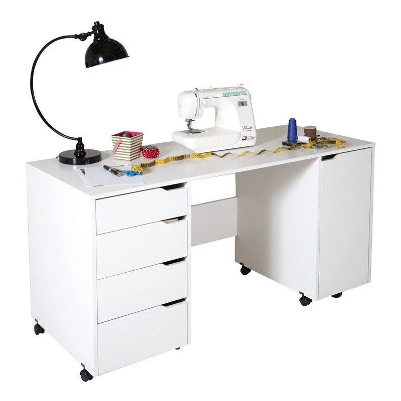 South Shore Furniture South Shore Modern Metal Crea Sewing Craft Table On Wheels In Pure White 4 South Shore Furniture South Shore Modern Metal Crea Sewing Craft Table On Wheels In Pure White - Image 2