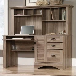 Sauder Harbor View Computer Desk With Hutch In Salt Oak