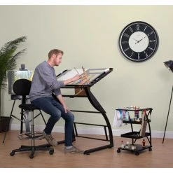 Studio Designs Triflex Drawing Drafting Standing Table, Charcoal/Clear Glass -Boraam Industries Shop a121de3f0255b87f 9700 w800 h800 b0 p0