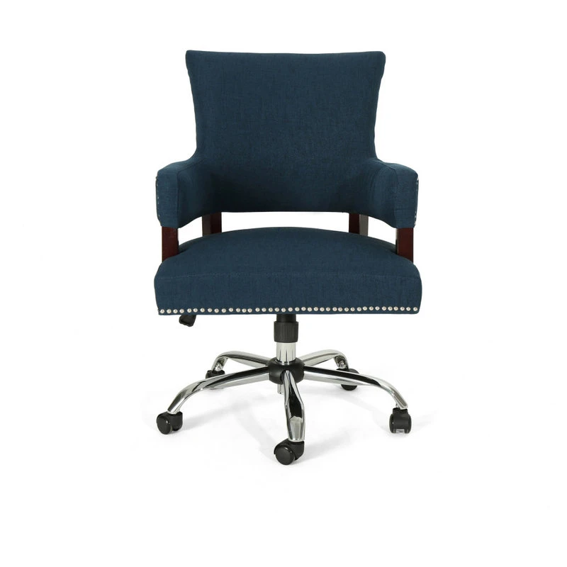 GDFStudio GDF Studio May Traditional Home Office Chair, Navy Blue/Chrome 6 GDFStudio GDF Studio May Traditional Home Office Chair, Navy Blue/Chrome - Image 4