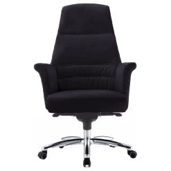 Zuri Furniture Geffen High Back Modern Adjustable Executive Chair Black Top Grain Leather