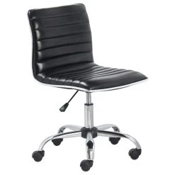 Btexpert Filipe Low-Back Armless Office Chair, Black And Chrome