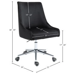 Meridian Furniture Karina Swivel And Adjustable Velvet Office Chair, Black, Rich Chrome Base -Boraam Industries Shop a3a185ac02682f1c 7161 w800 h800 b1 p0