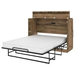 Pur By Bestar Full Cabinet Bed With Mattress In Rustic Brown -Boraam Industries Shop a431ec7e02a9d88b 7984 w800 h800 b1 p0