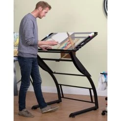 Studio Designs Triflex Drawing Drafting Standing Table, Charcoal/Clear Glass -Boraam Industries Shop a481964a0255b87f 9700 w800 h800 b0 p0