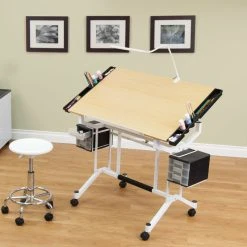 Offex Home Office Pro Craft Station, White/Maple, UPS Box -Boraam Industries Shop a571600109c8d1a6 9319 w800 h800 b0 p0