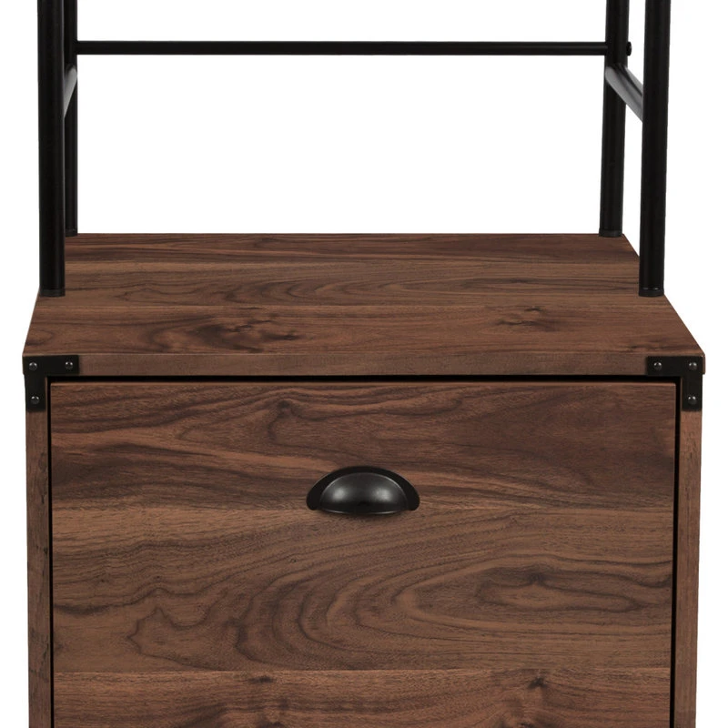 AGH Deco Brunei Mobile Lateral File Cabinet, Walnut Wood Grain 4 AGH Deco Brunei Mobile Lateral File Cabinet, Walnut Wood Grain - Image 2