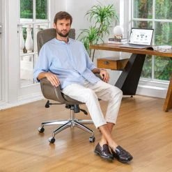 Glitzhome Mid-Century Leatherette Adjustable Swivel High Back Office Chair, Brownish Grey -Boraam Industries Shop a701141903453403 9913 w800 h800 b0 p0