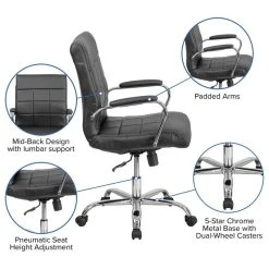 Flash Furniture Mid Back Faux Leather Swivel Office Chair In Black -Boraam Industries Shop a741969a0f780468 3683 w800 h800 b1 p0