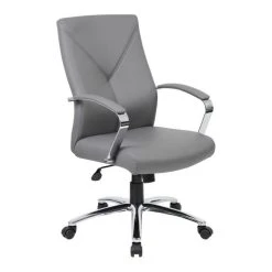 Boss Office Products Boss Office LeatherPlus Executive Chair With Arms In Gray -Boraam Industries Shop a761a9bf07e55a77 2359 w800 h800 b1 p0