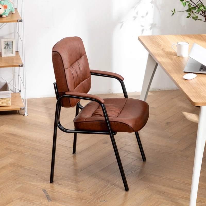 Btexpert Keith Leather Reception Chair, Black, Espresso 8 Btexpert Keith Leather Reception Chair, Black, Espresso - Image 6