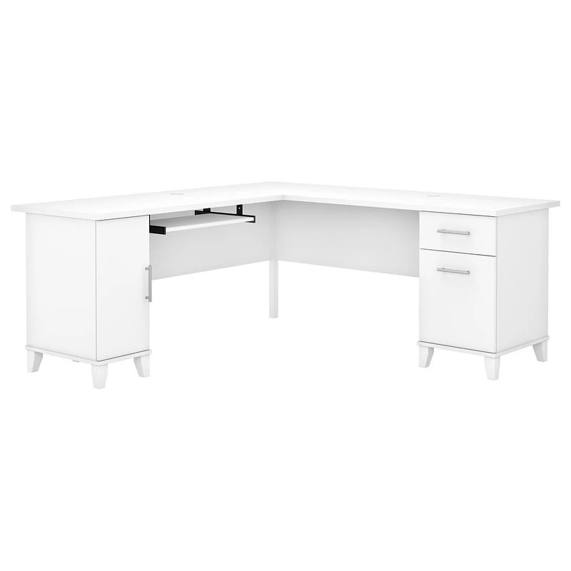 Bush Industries Somerset 72W L Shaped Desk With Storage, White 3 Bush Industries Somerset 72W L Shaped Desk With Storage, White