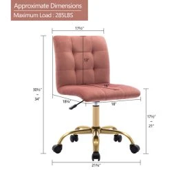 Duhome Elegant Lifestyle Square Tufted Desk Rolling Chair, Pink-Velvet -Boraam Industries Shop a841ad650098c933 5673 w800 h800 b1 p0