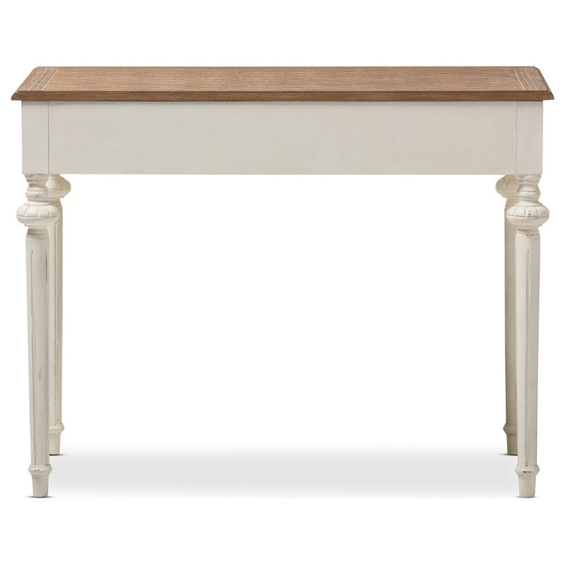 Baxton Studio Marquetterie French Provincial Weathered Oak And Whitewash Writing Desk 7 Baxton Studio Marquetterie French Provincial Weathered Oak And Whitewash Writing Desk - Image 5