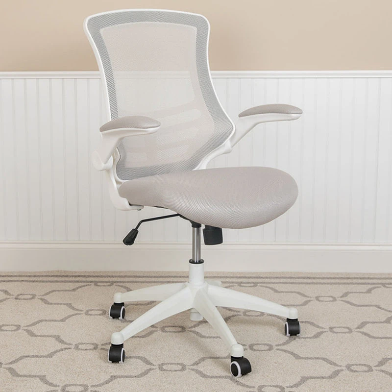 Offex Swivel Ergonomic Task Office Chair With White Frame, Light Gray 4 Offex Swivel Ergonomic Task Office Chair With White Frame, Light Gray - Image 2