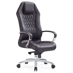 Zuri Furniture Sterling Modern Adjustable Executive Chair Black Top Grain Leather