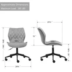 Duhome Elegant Lifestyle Diamond Stitched Black Base Velvet Office Chair, Grey 11 Duhome Elegant Lifestyle Diamond Stitched Black Base Velvet Office Chair, Grey -Boraam Industries Shop a8f192c8004195e8 8616 w800 h800 b1 p0