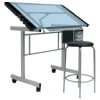 Studio Designs Vision Craft Station And Stool, Silver And Blue Glass