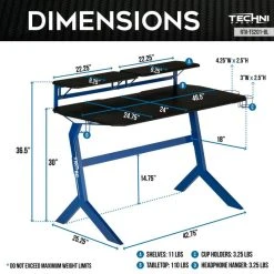 Rta Products- L Techni Sport Blue Stryker Gaming Desk, Blue 13 Rta Products- L Techni Sport Blue Stryker Gaming Desk, Blue -Boraam Industries Shop aa612ec60dc46ea2 7135 w800 h800 b0 p0