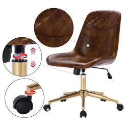 Duhome Elegant Lifestyle Faux Leather Golden Base Swivel Desk Chair, Yellowish-Brown -Boraam Industries Shop aaa18d0d0038685c 1924 w800 h800 b1 p0