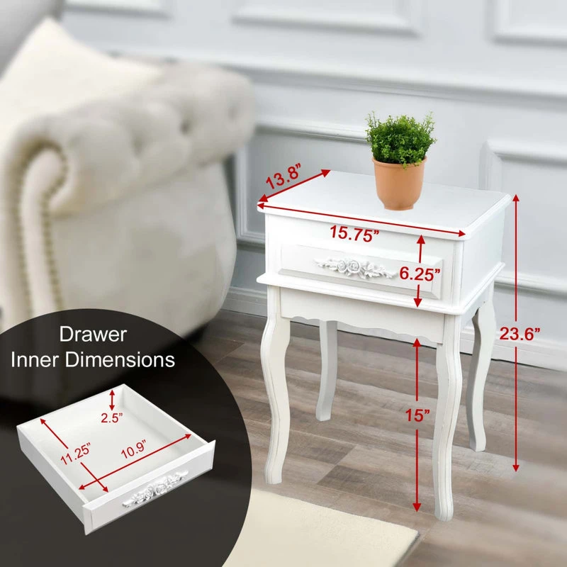 Home Garden Collections White Wood Nightstand Queen Anne Style Mid Century Console Table 4 Home Garden Collections White Wood Nightstand Queen Anne Style Mid Century Console Table - Image 2