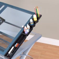 Craft Accents Folding Art And Craft Table, Silver, Blue Glass -Boraam Industries Shop ab711feb08d51858 8257 w800 h800 b0 p0