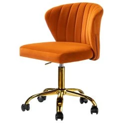 Karat Home Swivel Task Chair With Tufted Back, Orange