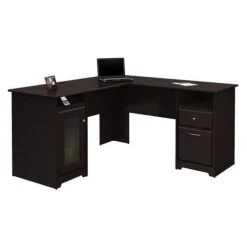 Bowery Hill 60" L-Shaped Computer Desk In Espresso Oak