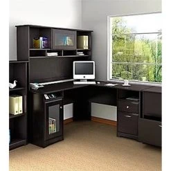 Bowery Hill 60" L-Shaped Computer Desk In Espresso Oak -Boraam Industries Shop ac0168620b96b21e 3865 w800 h800 b0 p0