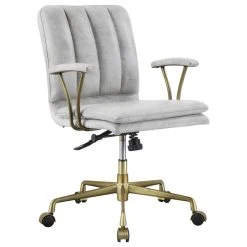 Acme Furniture Damir Office Chair, Vintage White Top Grain Leather And Chrome
