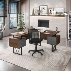 Rta Products- L Reversible L-Shape Computer Desk With Drawers And File Cabinet