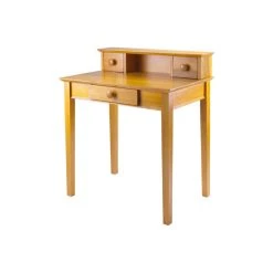 Winsome Solid Wood Writing Desk With Hutch In Honey