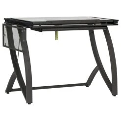 Offex Craft Table With Drawer And Folding Side Shelf - Pewter Grey, Clear Glass -Boraam Industries Shop acd1610c0c2f52fa 0448 w800 h800 b1 p0